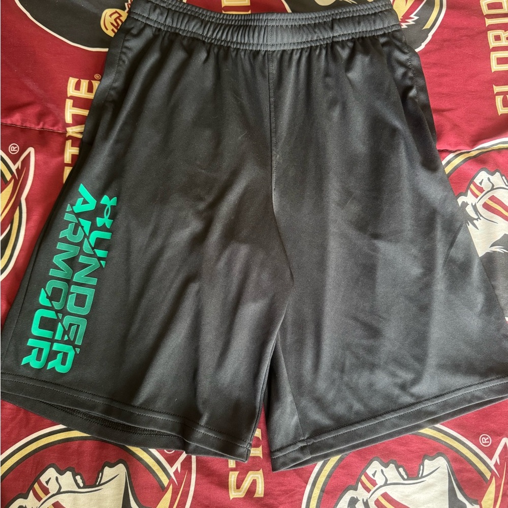 Under Armour Black Shorts with Green Logo